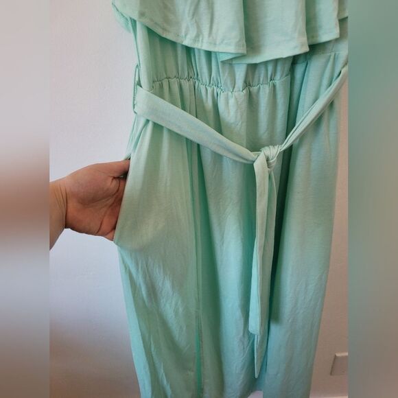 Pinup Fashion Teal Mint Green Maxi Dress Flattering Slimming Plus Size 18 W - Picture 9 of 12